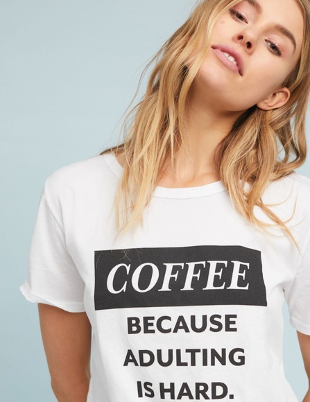 Anthropologie Tops - ANTHROPOLOGIE Adulting Graphic White Tee